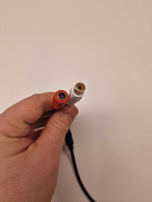 Kabel audio jack 3,5 mm → 2× RCA (cinch) – krótki adapter