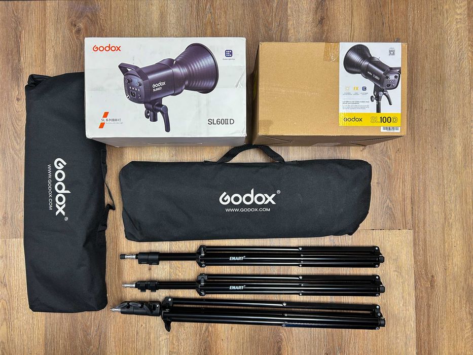 Набір постійного світла Godox SL100D + SL60IID + софтбокс + стріпбокс