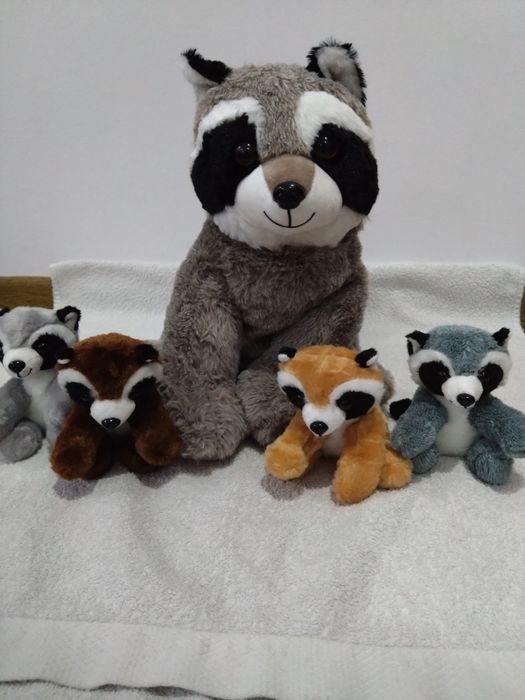 Szop pracz zestaw slodkich pluszaków przytulanek mama+ 4 małe Wysyłka