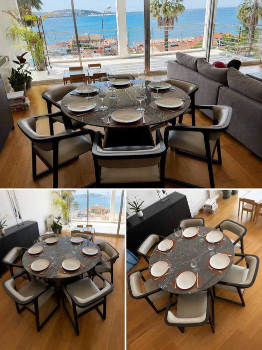 Conjunto Camerich em Mármore + 6 Cadeiras em Pele – Excelente Oportunidade (Novo €7.400)