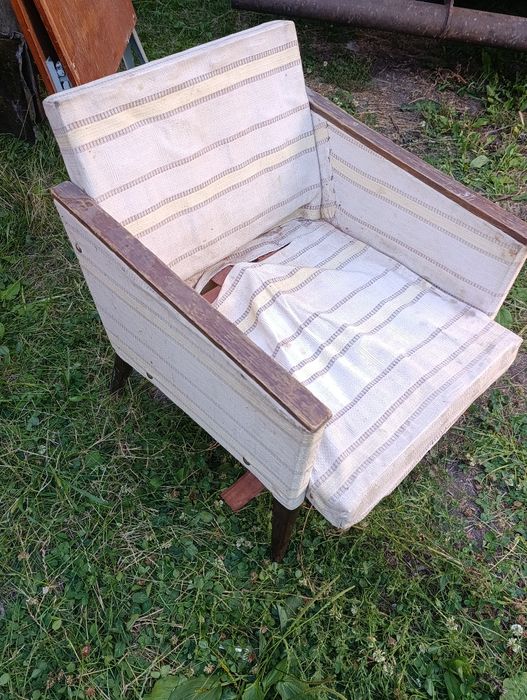 Крісло ретро з дерев'яними підлокітниками