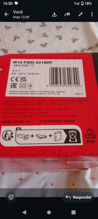 Pack Milwaukee Fuel M18 + Battery + Changer + Bag Milwaukee