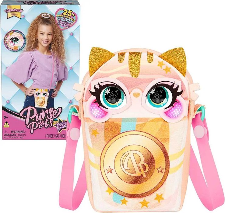 Інтерактивна сумочка на пояс зі світлом Кішка Purse Pets Catpuchino