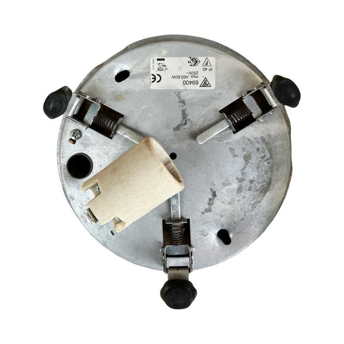 Biały plafon sferyczny HP Leuchten, Niemcy lata 70.