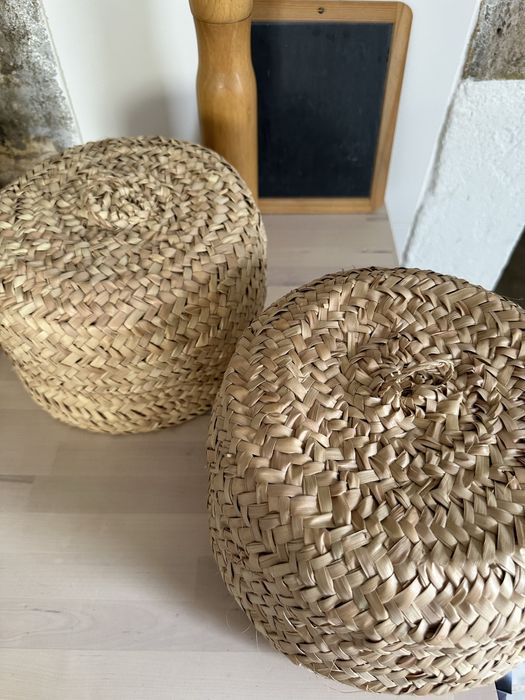 Cestos caixas em palma com tampa