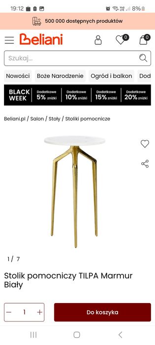 Stolik mały pomocniczy boczny marmur