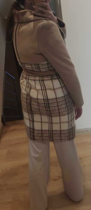Płaszcz damski Monica alpaka 36 beż, brąz jak nowy