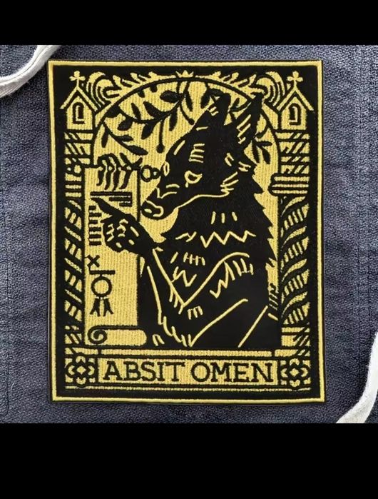 Nowa naszywka wyszywana Absit Omen Gothic Medieval