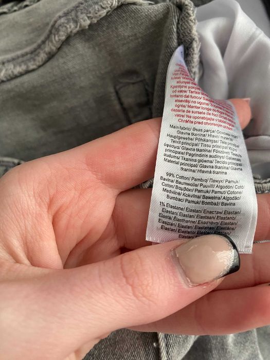 Szare jeansowe bermudy L – mid waist, przed kolano