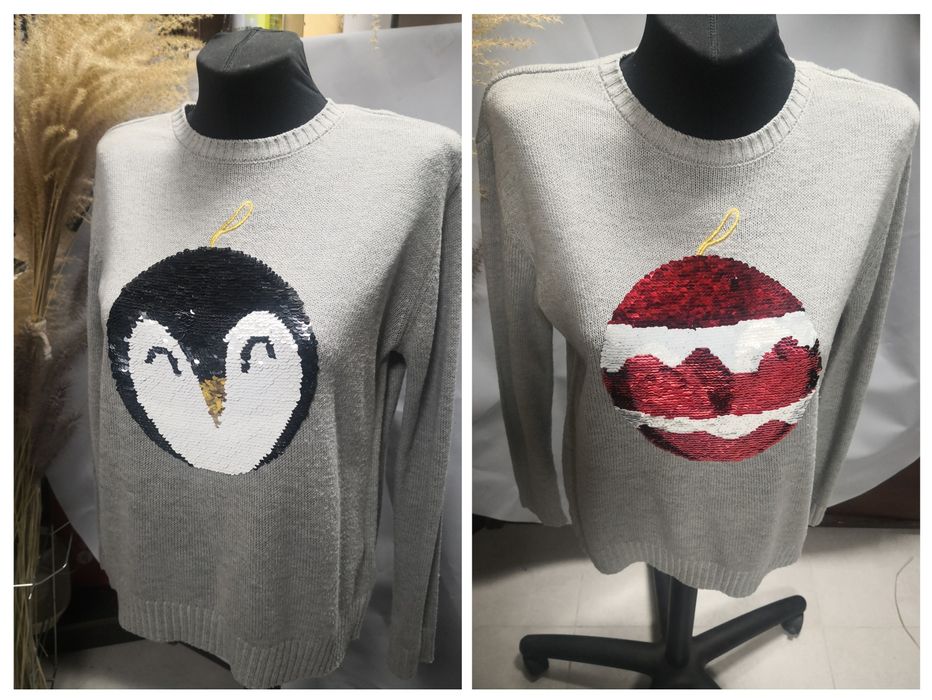 Sweter świąteczny cekiny obrotowe