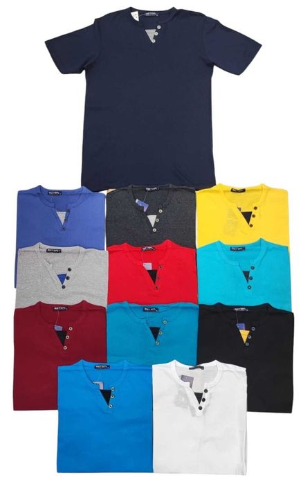 Koszulka męska T-SHIRT z guzikami mix kolor rozmiary od M do 2XL