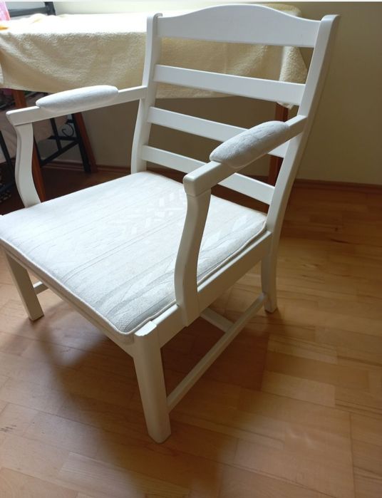Biały fotel krzesło tron solidny drewno bdb