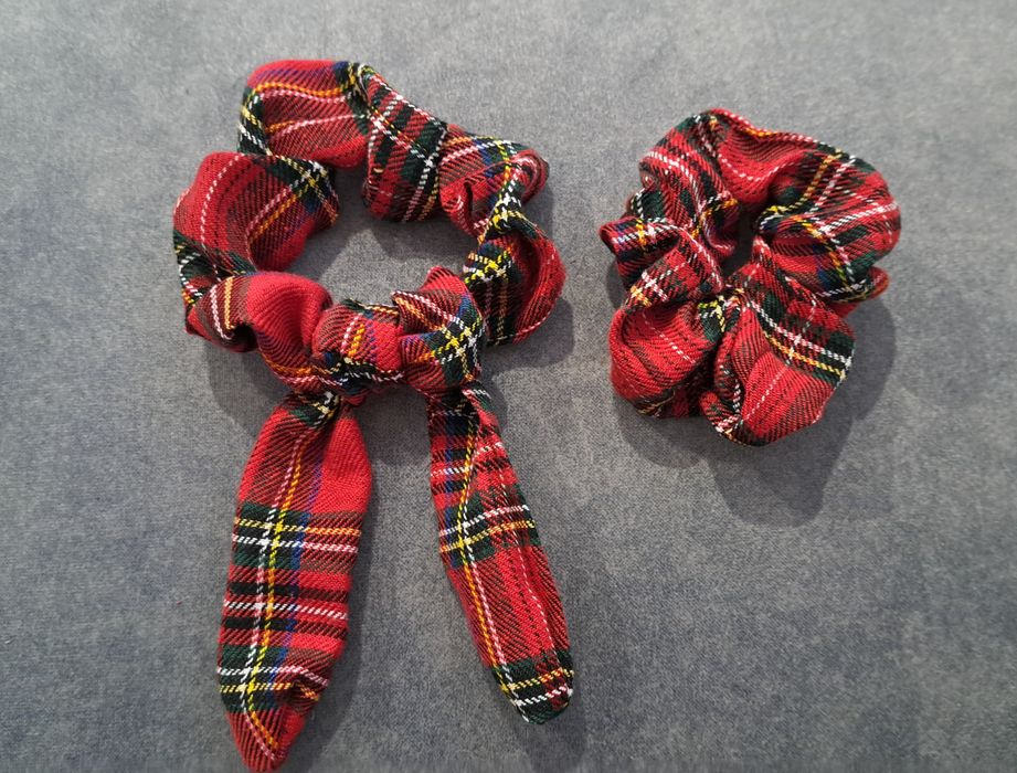 Scrunchie frotki do włosów krata święta
