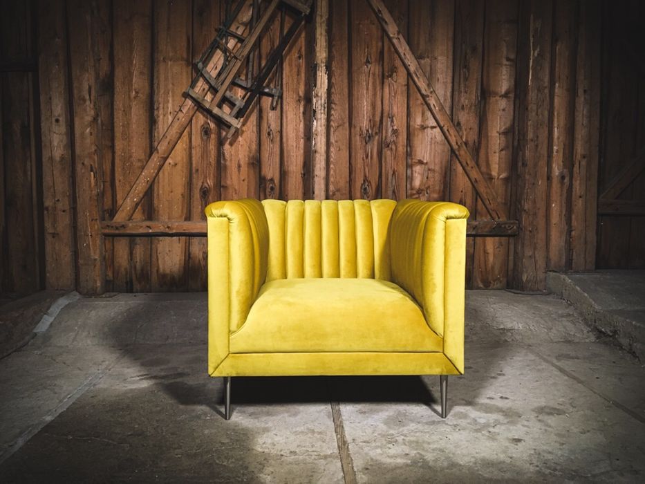 Sofa Kanapa Na Wymiar Chelsea Musztardowa Żółta Retro PRL