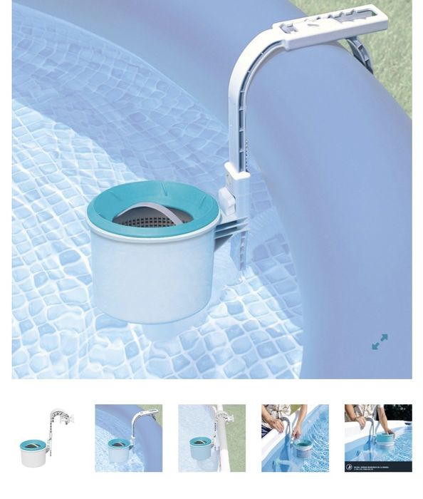Skimmer/Escumadeira deluxe INTEX filtro 3785 l/h fácil de montar - estrutura metálica