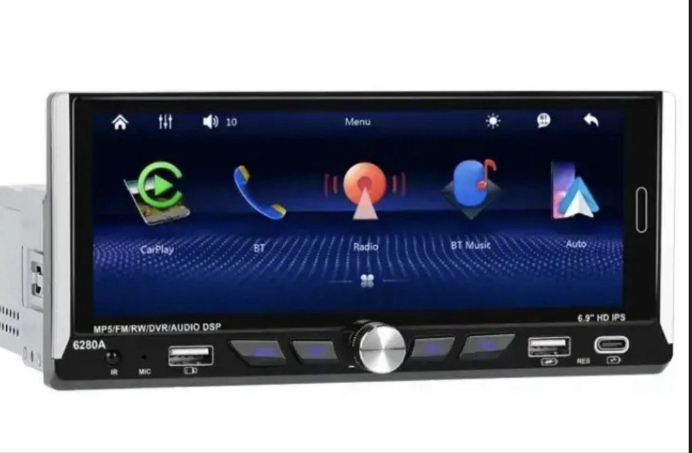 Авто магнітола 1din 6.9 дюймів дісплей Android Carplay IPS екран