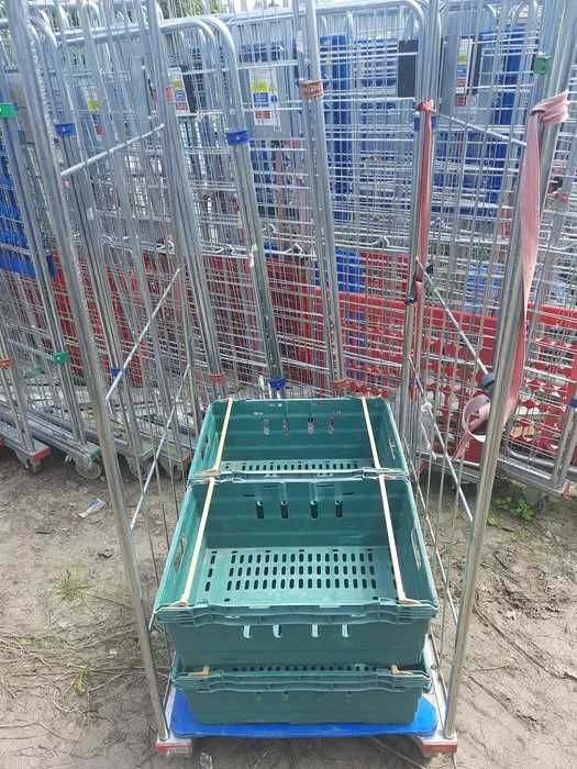 Wózek transportowy magazynowy kółkami paczki kurierski siatkowy