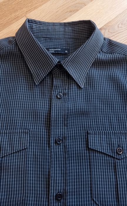 Cedarwood state szara koszula w kratkę, krótki rękaw, r. XL