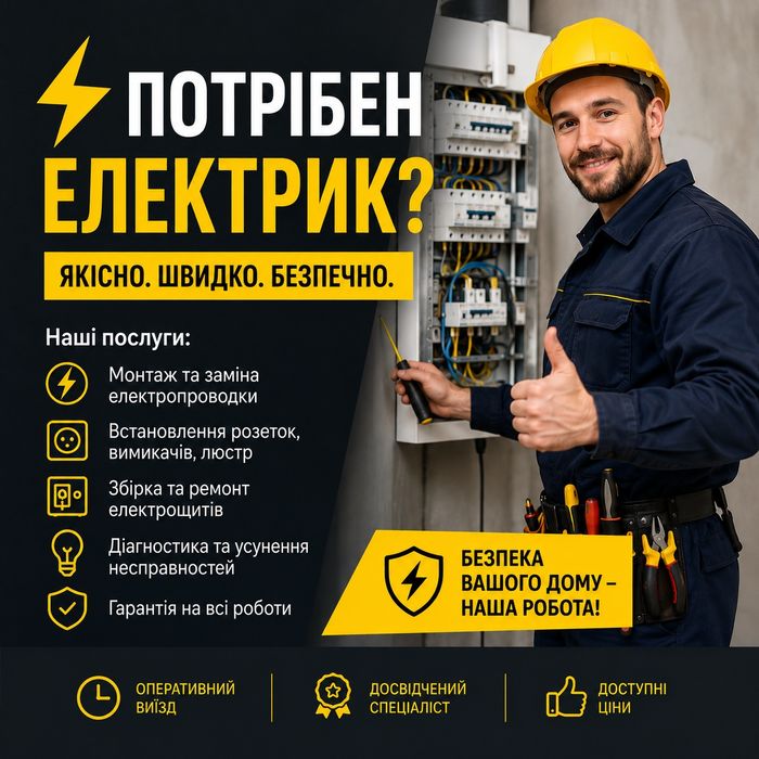 Електрик Львів. Всі види робіт. Швидко та надійно!