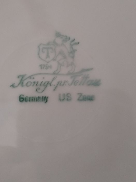 Antyk Serwis obiadowy Konigl.Pr. TETTAU  Bavaria " US Zone" ecru 12 os