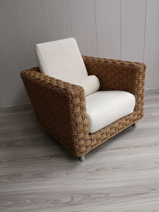 Fotel pleciony Vintage Retro PRL rattan splot BOHO