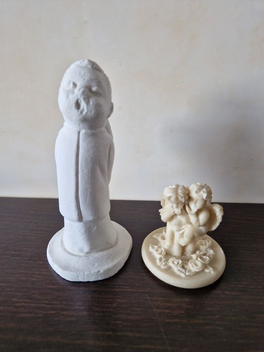 Gipsowe aniołki figurki Rękodzieło 5 cm i 11 cm