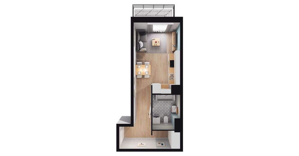 1-pokojowe mieszkanie 28 m² + balkon Bezpośrednio - Widok 3