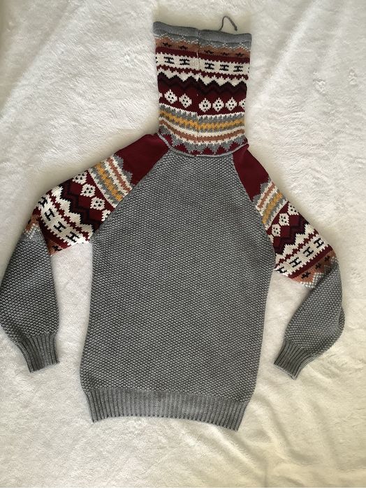 Sweter szary zimowy we wzory unisex XXL