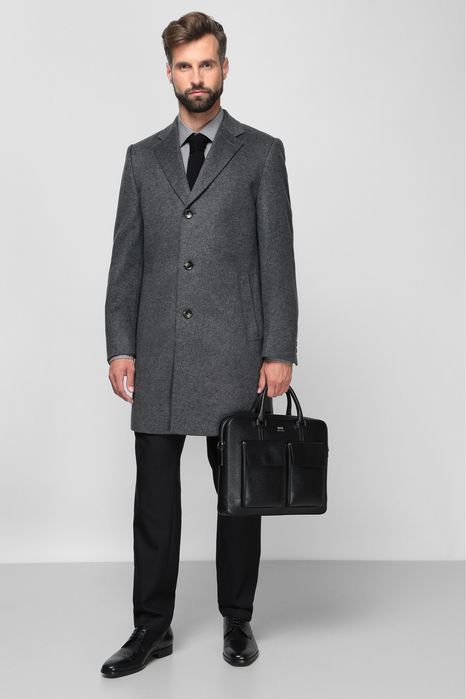 Чоловіче сіре вовняне пальто boss