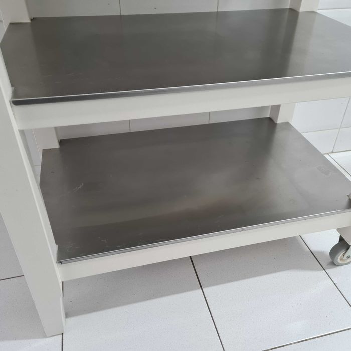 Mesa de apoio/carrinho de cozinha IKEA STENSTORP branco + madeira/inox