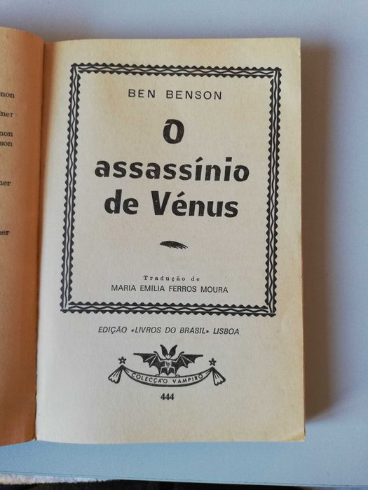 O assassínio de Vénus - Ben Benson, Colecção Vampiro n.º 444