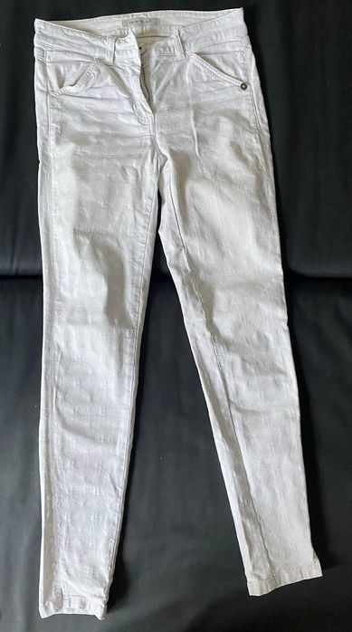 Pennyblack Białe spodnie jeansowe skinny we wzorek 38