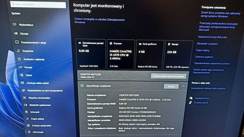 Komputer dla dziecka do gier nauki szkoły internetu Intel i5