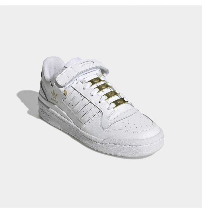 Акція! Adidas Forum Low White Gold Metallic Адідас чоловічі кросівки білі класичні стильні