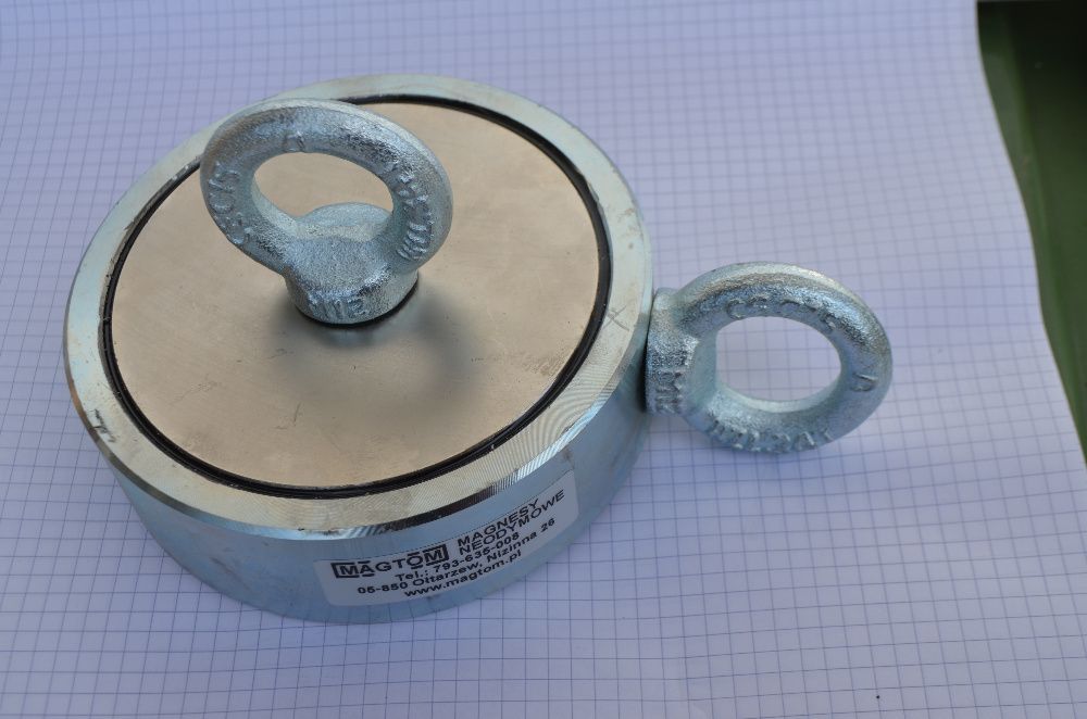Magnes neodymowy do poszukiwań 550kg udzwig dwa mocowania F400x2