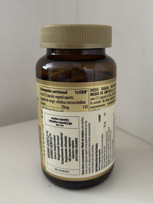 Suplemento natural Solgar - Gentle Iron 20 mg - 180 cápsulas vegetais