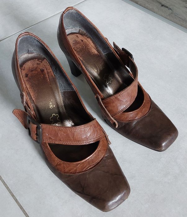 Buty na obcasie rozm.37, czółenka. 100% skóra.Vero Gomma. Mariaż