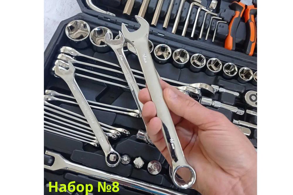 Комплекты ручных инструментов ключи отвертки трещотки воротки от 53 до 216ел. в наборе  Набори ручных інструментів комбіновані ключі торцеві головки