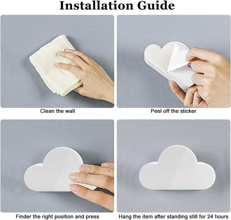 Klucz ścienny Magnetyczny Hak, [Zestaw 2] białe chmurki