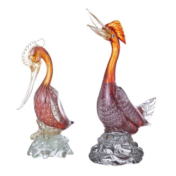 Cristal e vidro - Duas aves exóticas