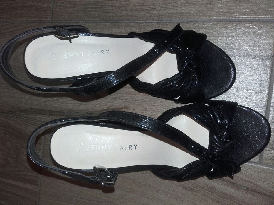 Buty sandaly CCC 37 czarne obcas sylwester wesele lato