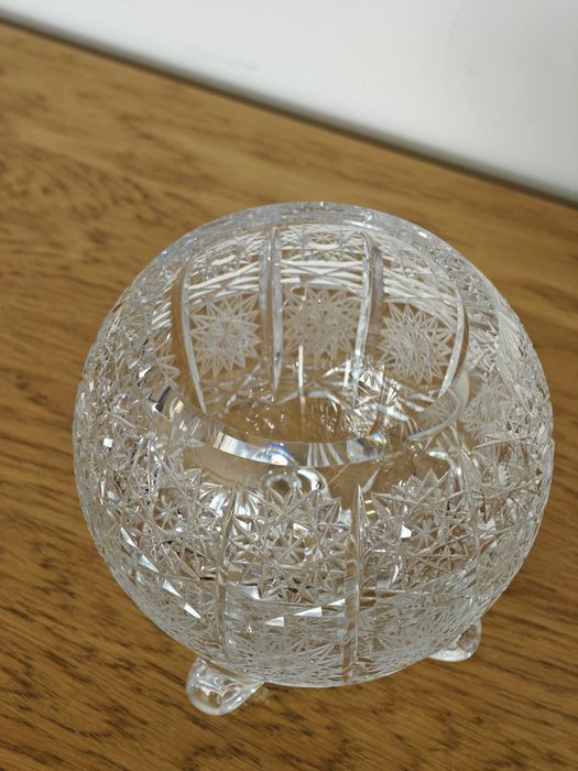 Kryształy PRL Misa na nóżkach, Wazon Kula, Owocarka