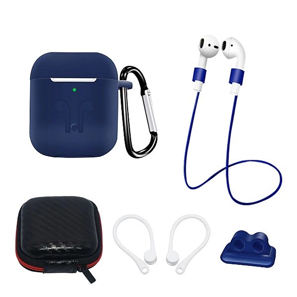 Zestaw silikonowe etui AirPods 2 / AirPods 1 + futerał / zaczep na uch
