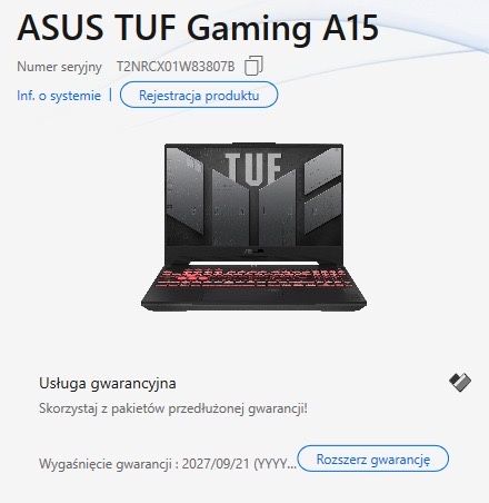 Asus TUF A15 32 GB RAM 1TB Ryzen 7 RTX 4060 Gwarancja