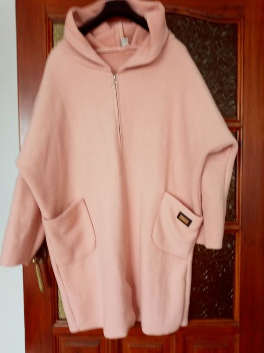 Kardigan XXL rozowy zamek kaptur