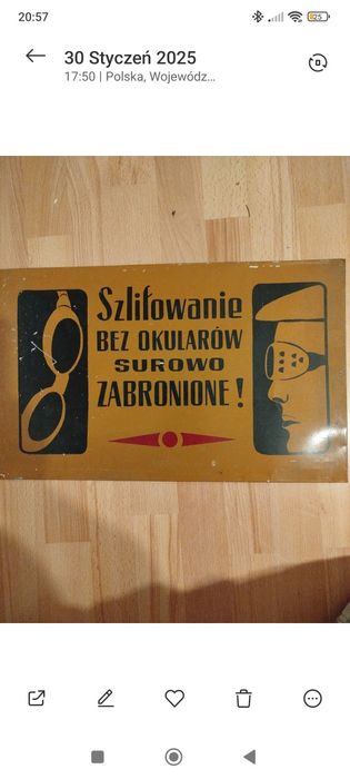 Tablica informacyjna BHP prl