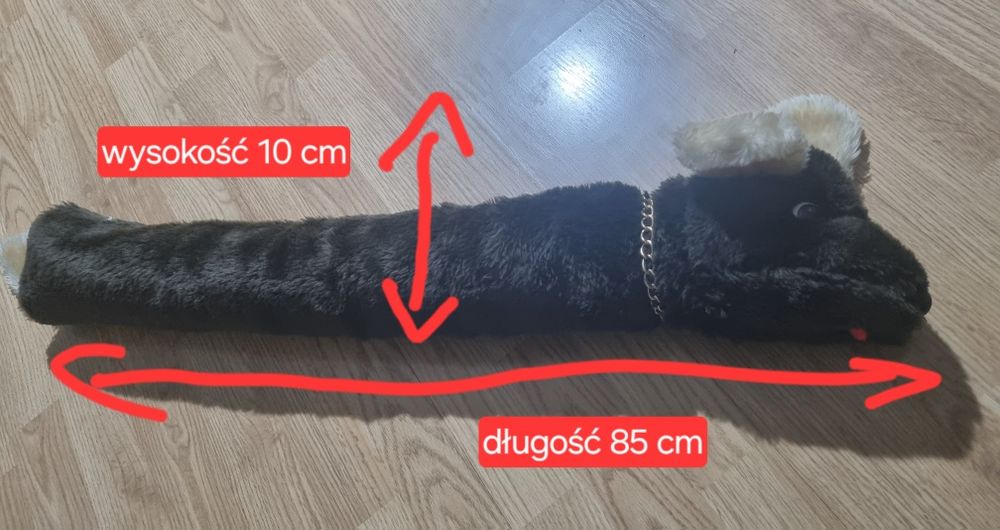 Wałek poduszka pod drzwi pies 85 cm przeciągi okna puszysty brązowy