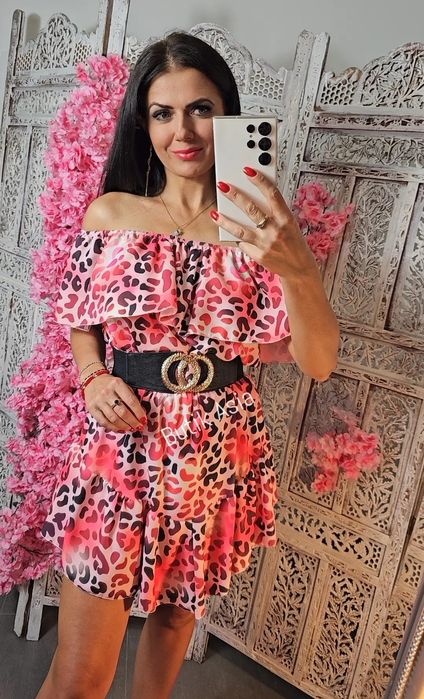 Kombinezon czerwony panterka hiszpanka 40 falbana 36,38 damski nowy