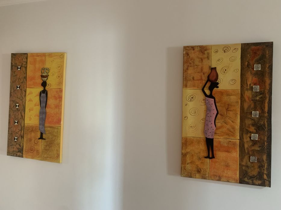2 Quadros em tons de laranja e amarelo