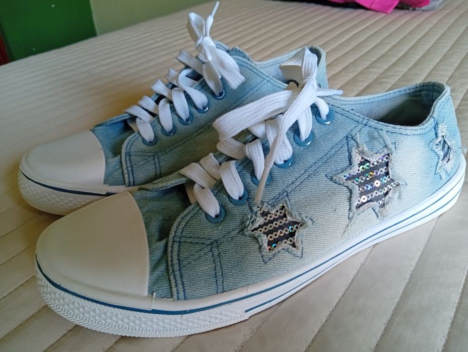 Trampki jeansowe gwiazdki cekiny 40